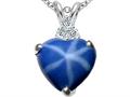 Tommaso Design™ Heart Shape 8mm Created Star Sapphire and Genuine Diamond Heart Pendant