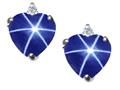Tommaso Design™ Heart Shape Created Star Sapphire and Genuine Diamonds Earring Studs