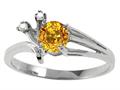 Tommaso Design™ Round 5mm Genuine Yellow Sapphire and Diamond Ring