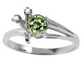 Tommaso Design™ Round 5mm Genuine Green Sapphire and Diamond Ring