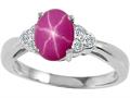 Tommaso Design™ Oval 8x6mm Created Star Ruby and Genuine Diamond Ring