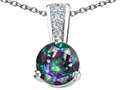 Tommaso Design™ Round 7mm Rainbow Mystic Topaz and Genuine Diamond Pendant