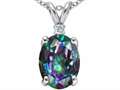 Tommaso Design™ Oval Rainbow Mystic Topaz and Genuine Diamond Pendant
