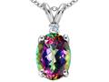 Tommaso Design™ Oval Rainbow Mystic Topaz and Genuine Diamond Pendant