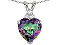 Tommaso Design™ 8mm Heart Shape Rainbow Mystic Topaz and Genuine Diamond Heart Pendant