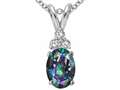 Tommaso Design™ Oval Rainbow Mystic Topaz and Genuine Diamond Pendant