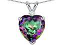 Tommaso Design™ 8mm Heart Shape Rainbow Mystic Topaz and Genuine Diamond Heart Pendant