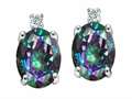 Tommaso Design™ Oval Rainbow Mystic Topaz and Genuine Diamonds Earrings
