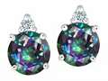 Tommaso Design™ Round 7mm Rainbow Mystic Topaz and Genuine Diamond Earring Studs