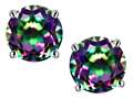 Tommaso Design™ 7mm Round Rainbow Mystic Topaz Earring Studs