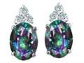 Tommaso Design™ Oval Rainbow Mystic Topaz and Genuine Diamond Earring Studs