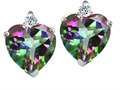 Tommaso Design™ Heart Shape 6mm Rainbow Mystic Topaz and Genuine Diamond Earring Studs