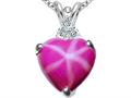 Tommaso Design™ 8mm Heart Shape Created Star Ruby and Genuine Diamond Heart Pendant