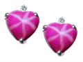 Tommaso Design™ Heart Shape Created Star Ruby and Genuine Diamonds Earring Studs