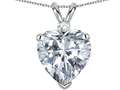 Tommaso Design™ 8mm Heart Shape Genuine White Topaz and Diamond Heart Pendant