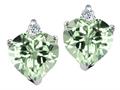 Tommaso Design™ Heart Shape Genuine Green Amethyst and Diamonds Earring Studs