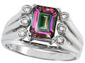 Tommaso Design™ Genuine Mystic Rainbow Topaz and Diamond Ring