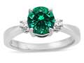 Tommaso Design™ Round 7mm Simulated Emerald And Genuine Diamond Engagement Ring