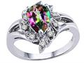 Tommaso Design™ Pear Shape 8x6 mm Mystic Rainbow Topaz and Diamond Ring