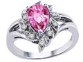 Tommaso Design™ Pear Shape 8x6mm Simulated Pink Topaz And Diamond Ring