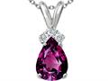 Tommaso Design™ Pear Shape 8x6mm Genuine Rhodolite and Diamond Pendant