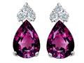 Tommaso Design™ Pear Shape 8x6mm Genuine Rhodolite and Diamond Earrings