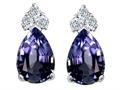 Tommaso Design™ Pear Shape 8x6mm Genuine Iolite and Diamond Earrings