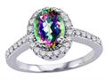 Tommaso Design™ Genuine Mystic Rainbow Topaz and Diamond Ring