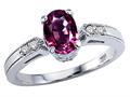 Tommaso Design™ Oval 7x5 mm Genuine Rhodolite and Diamond Ring
