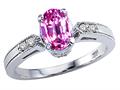 Tommaso Design™ Oval 7x5 mm Created Pink Sapphire and Diamond Ring