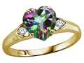 Tommaso Design™ Heart Shape 8mm Mystic Rainbow Topaz and Diamond Ring