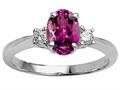 Tommaso Design™ Oval 9x7mm Genuine Rhodolite Engagement Ring