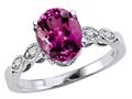 Tommaso Design™ Oval 9x7mm Genuine Rhodolite and Diamond Ring