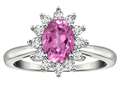 Tommaso Design™ Oval 7x5 mm Created Pink Sapphire and diamond Ring