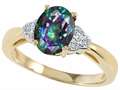 Tommaso Design™ Oval 8x6mm Mystic Rainbow Topaz and Diamonds Ring
