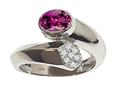 Tommaso Design™ Oval 7x5mm Genuine Rhodolite and Diamond Bypass Ring