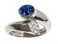 Tommaso Design™ Oval 7x5mm Created Sapphire and Genuine Diamond Bypass Ring