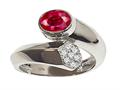 Tommaso Design™ Oval 7x5mm Created Ruby and Genuine Diamond Bypass Ring