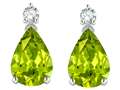 Tommaso Design™ Pear Shape 8x6mm Genuine Peridot and Diamond Earrings