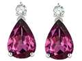 Tommaso Design™ Pear Shape 8x6mm Genuine Rhodolite and Diamond Earrings