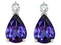 Tommaso Design™ Pear Shape 8x6mm Genuine Iolite and Diamond Earrings
