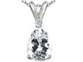 Tommaso Design™ Pear Shape 8x6 mm Genuine White Topaz and Diamond Pendant