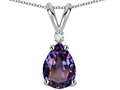 Tommaso Design™ Pear Shape 9x7 mm Simulated Alexandrite And Genuine Diamond Pendant