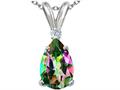 Tommaso Design™ Genuine Pear Shaped 9 x7 mm Mystic Rainbow Topaz and Diamond Pendant