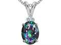 Tommaso Design™ Oval 10x8mm Mystic Rainbow Topaz and Diamond Earring Studs