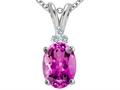 Tommaso Design™ Oval 10x8mm Simulated Pink Topaz And Diamond Earring Studs