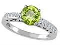 Tommaso Design™ Genuine Peridot and Diamond Solitaire Engagement Ring