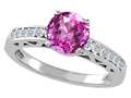 Tommaso Design™ Created Pink Sapphire and Diamond Solitaire Engagement Ring