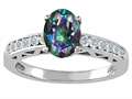 Tommaso Design™ Oval 8x6mm Mystic Rainbow Topaz and Diamond Solitaire Engagement Ring