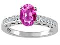 Tommaso Design™ Oval 8x6mm Genuine Pink Tourmaline and Diamond Solitaire Engagement Ring